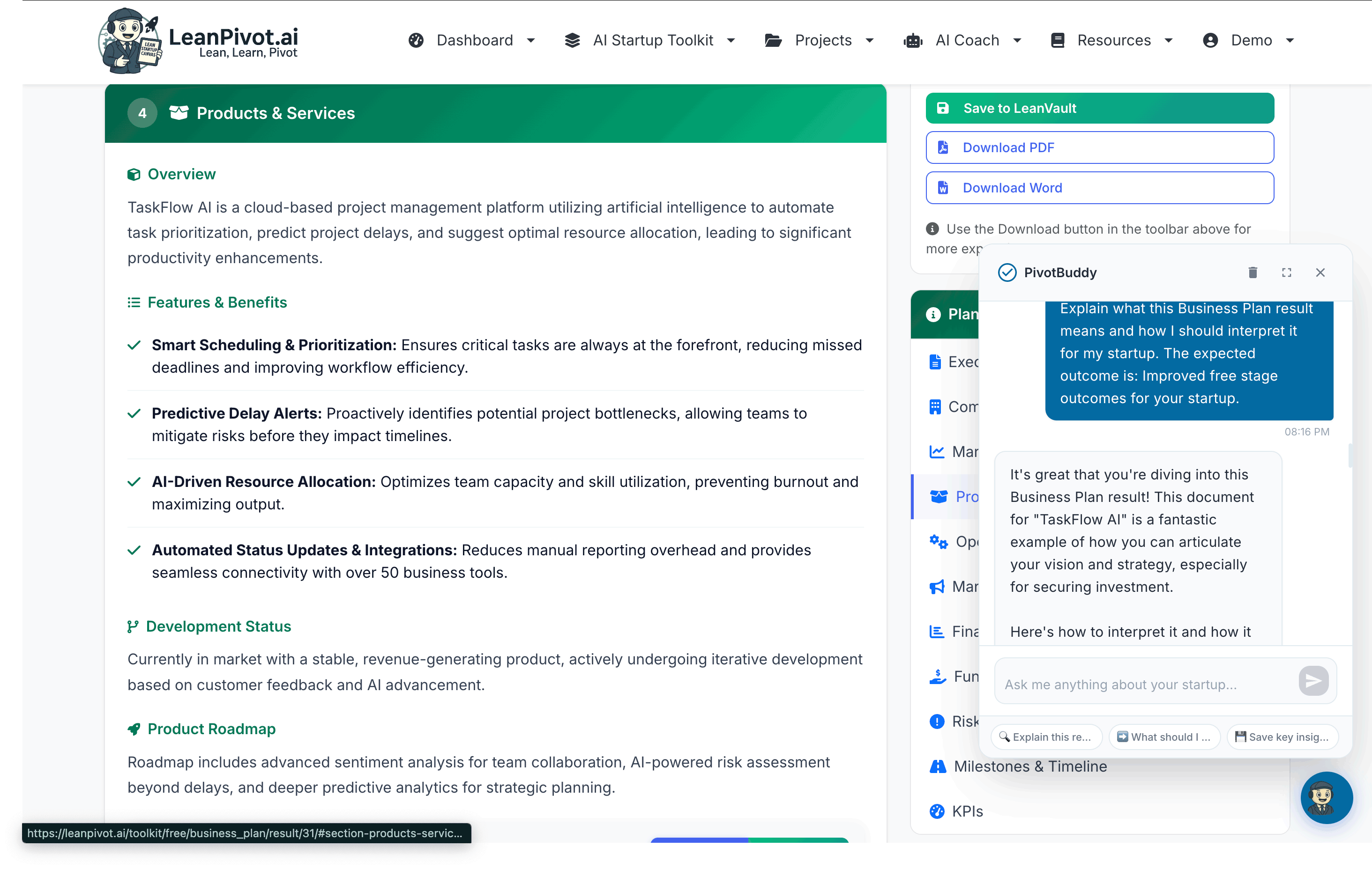 Business Plan Products & Services Section