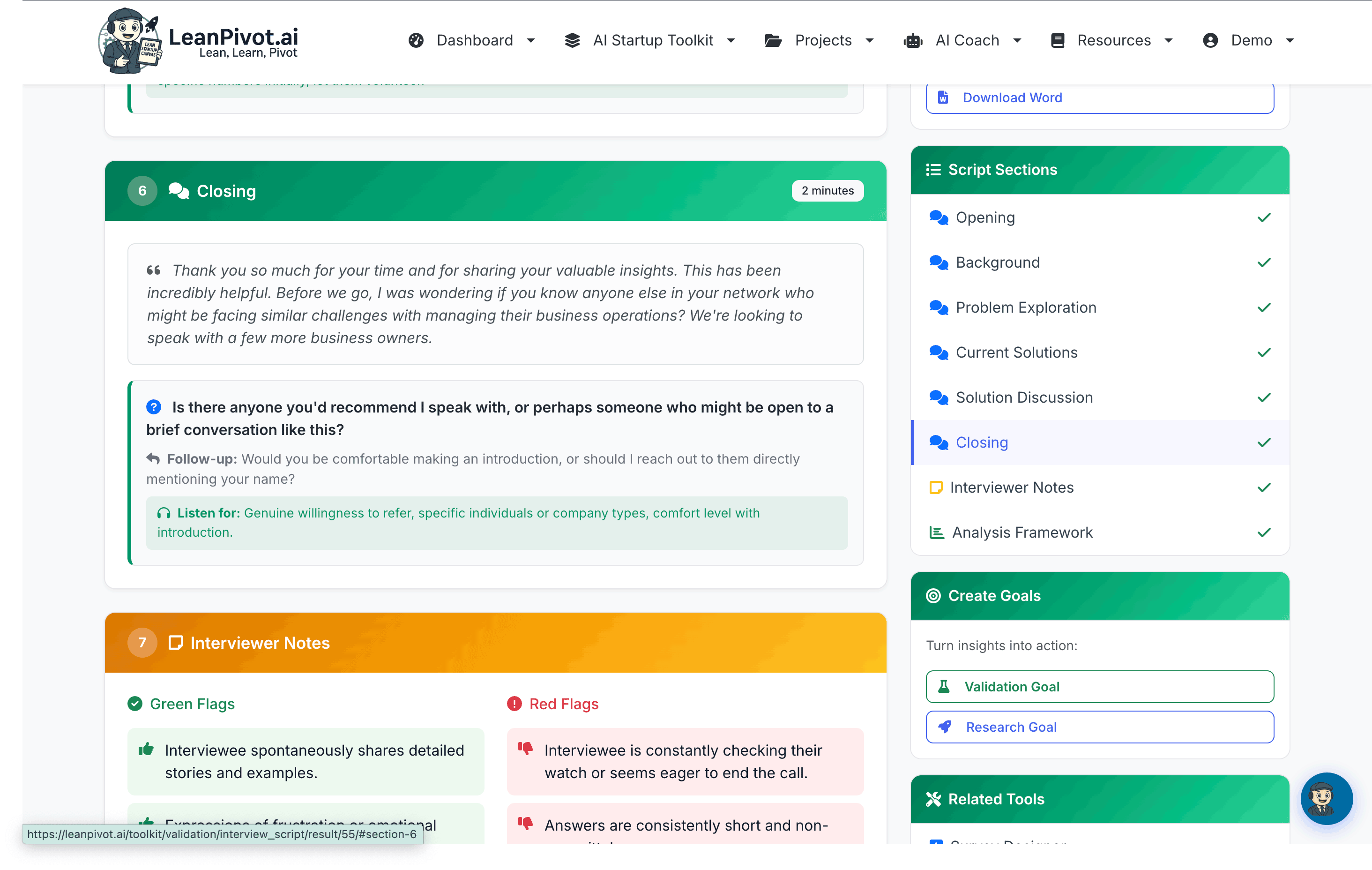 Validation Stage Tools - Interview Script Generator, Smoke Test Designer, Pivot or Persevere Analyzer